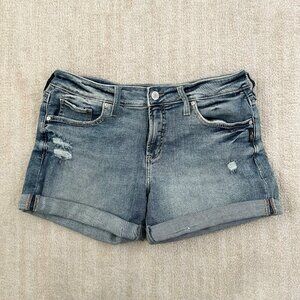 Silver Jeans Co Womens Distressed Boyfriend Blue Denim Shorts 30